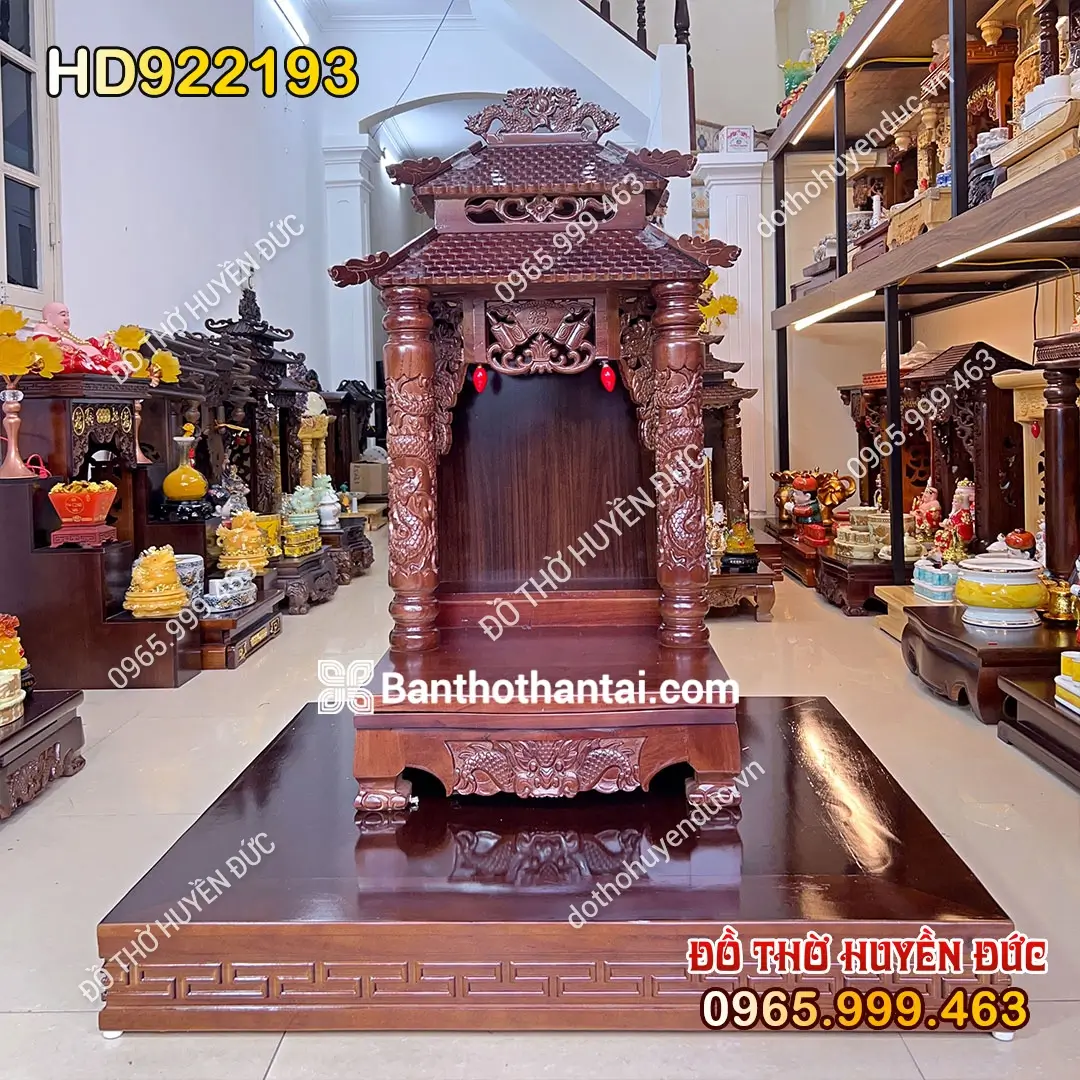 Bàn Thờ Thần Tài Mái Chùa 2 Tầng Cột Rồng Kèm Kệ HD922193