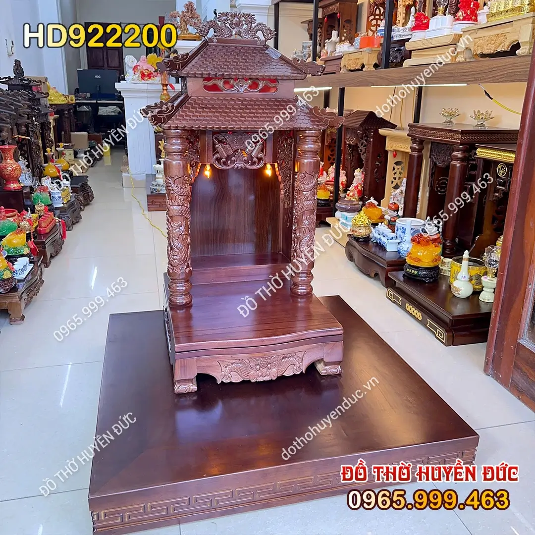 Bàn Thờ Thần Tài Mái Chùa Nâu Kèm Kệ Ziczac HD922200