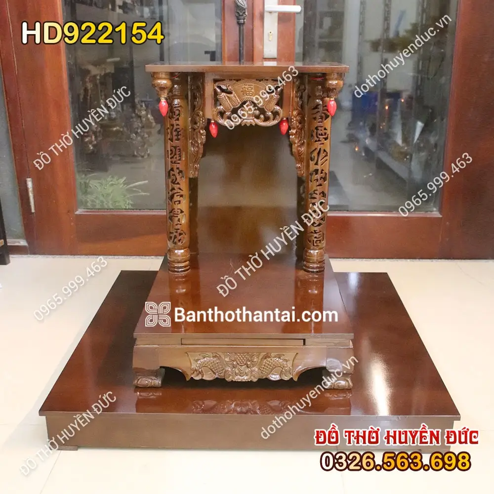 Bàn Thờ Thần Tài Mái Bằng Chân Quỳ Đục Chữ HD922154