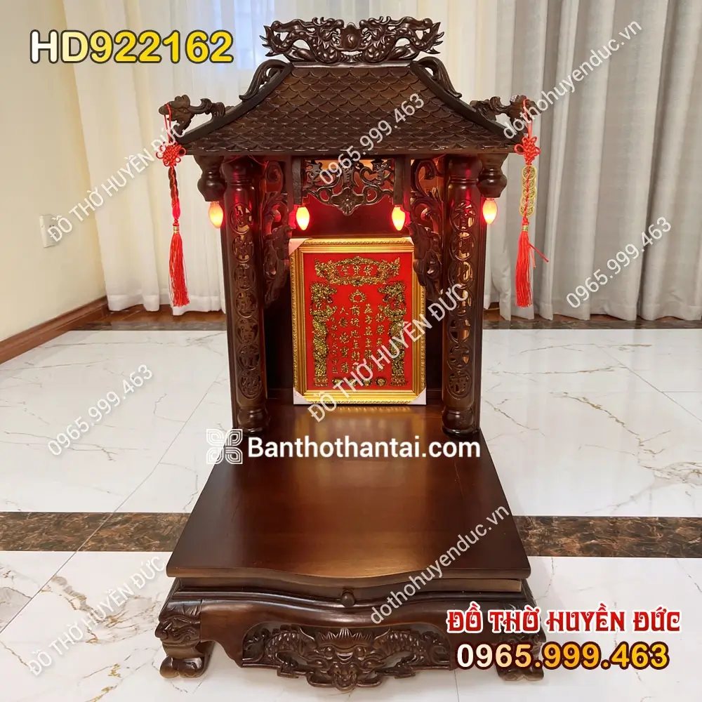 Bàn Thờ Thần Tài Mái Chùa Một Mái Sơn Màu Gụ HD922162