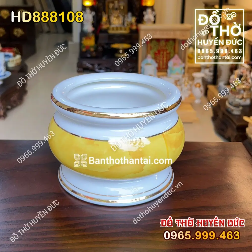 Bát Hương Sứ Vân Đá Vàng Hình Lựu HD888108