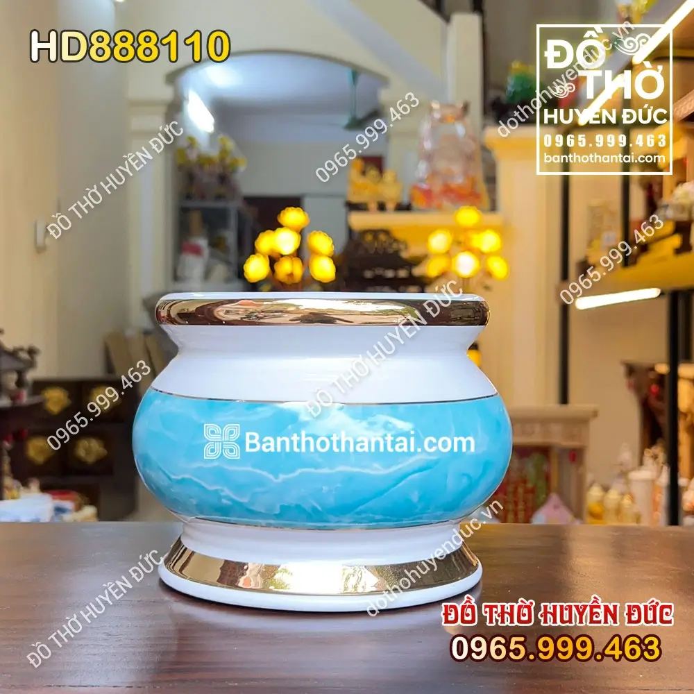 Bát Hương Sứ Vân Đá Xanh Hình Lựu HD888110