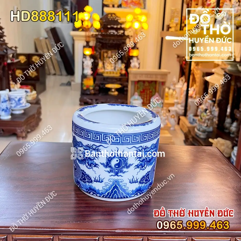 Bát Hương Sứ Xanh Rồng Bát Tràng HD888111