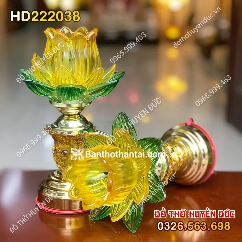 Đèn Thủy Tinh 1 Bông Vàng 3 Lớp HD222038