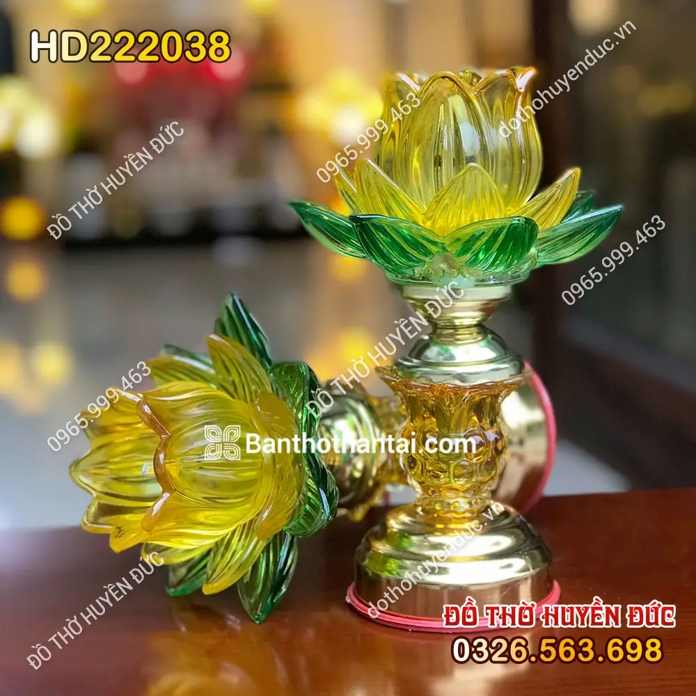 Đèn Thủy Tinh 1 Bông Vàng 3 Lớp HD222038