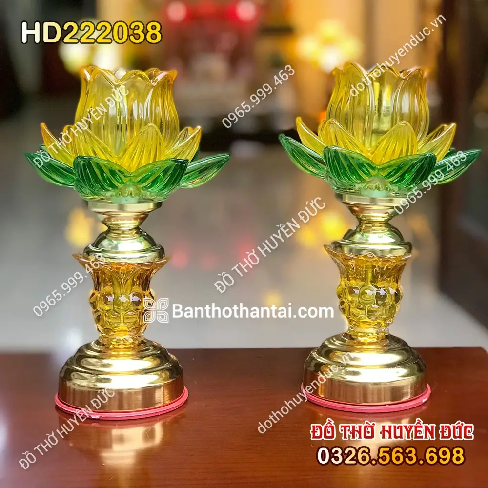 Đèn Thủy Tinh 1 Bông Vàng 3 Lớp HD222038