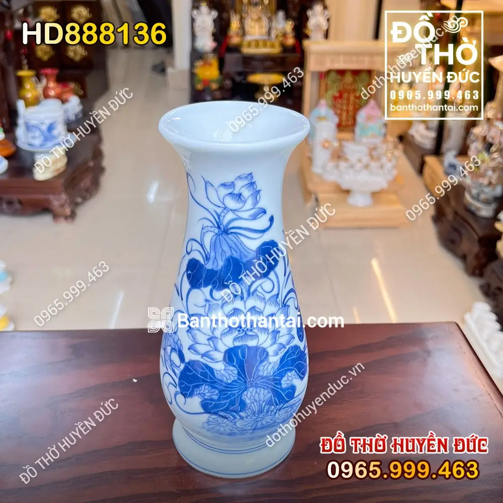 Lọ Hoa Thờ Men Rong Họa Tiết Sen HD888136