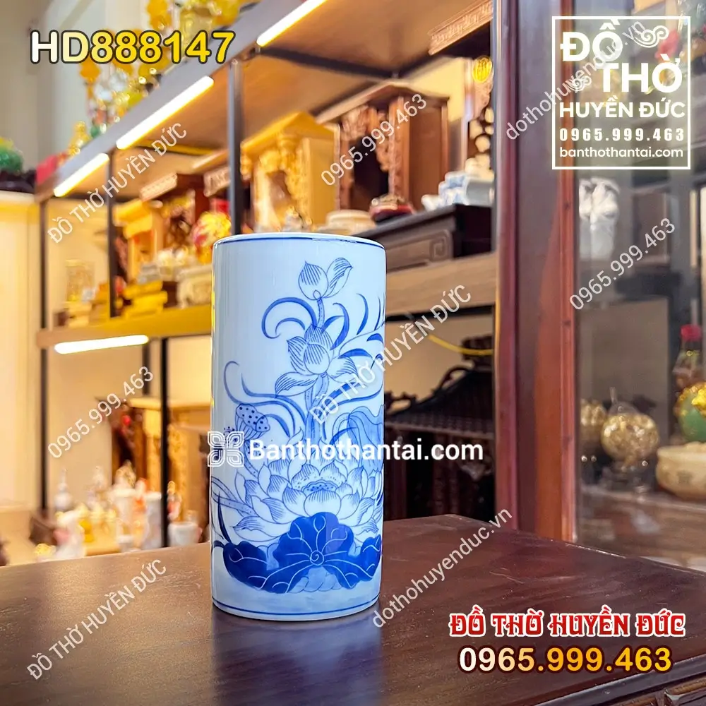 Ống Hương Sứ Men Rong Hoa Sen HD888147