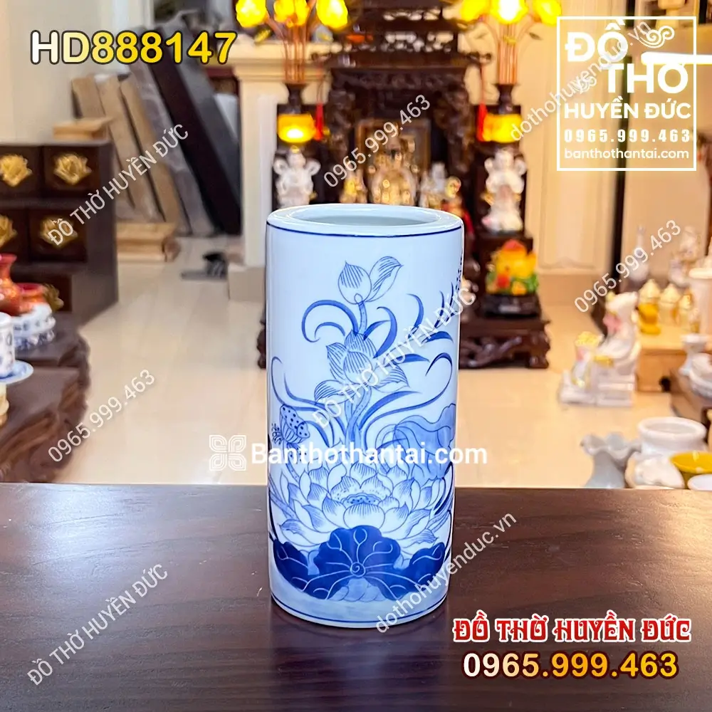 Ống Hương Sứ Men Rong Hoa Sen HD888147