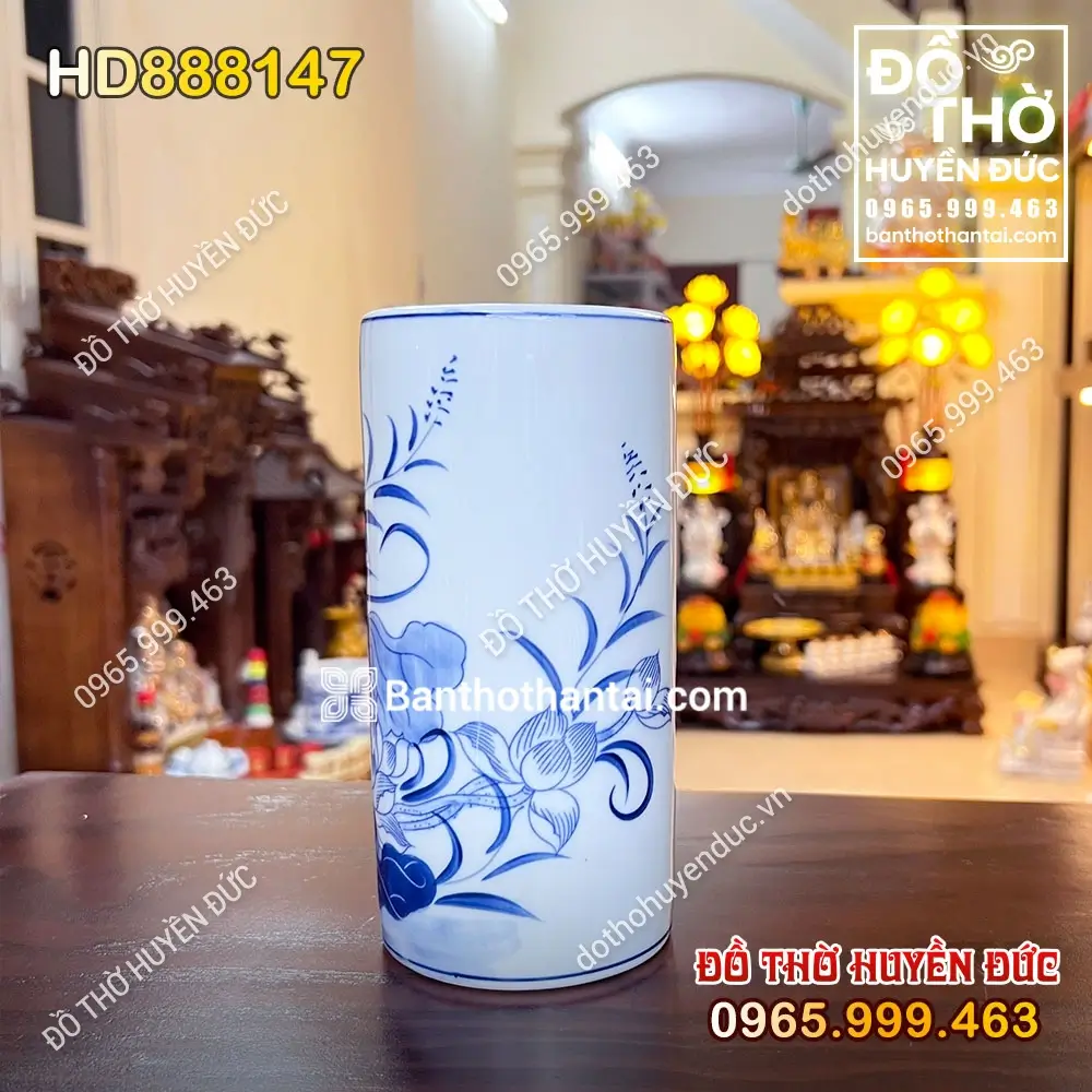 Ống Hương Sứ Men Rong Hoa Sen HD888147