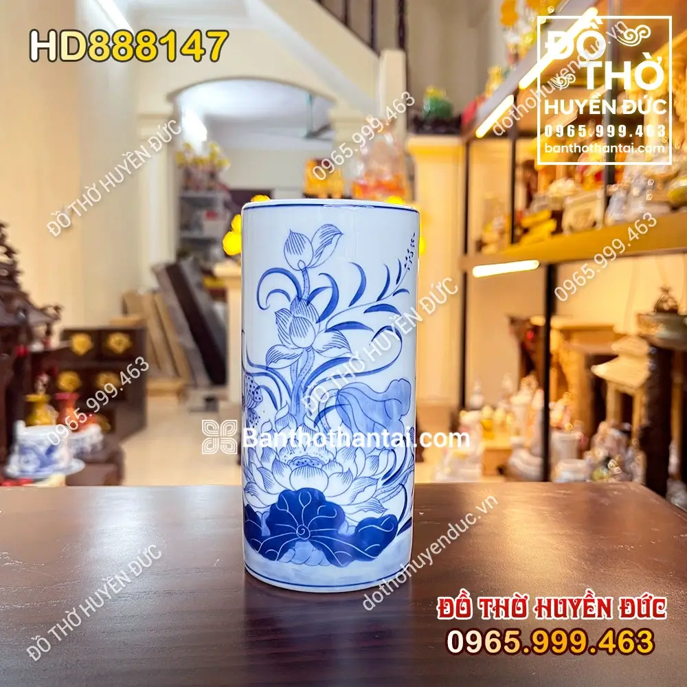 Ống Hương Sứ Men Rong Hoa Sen HD888147