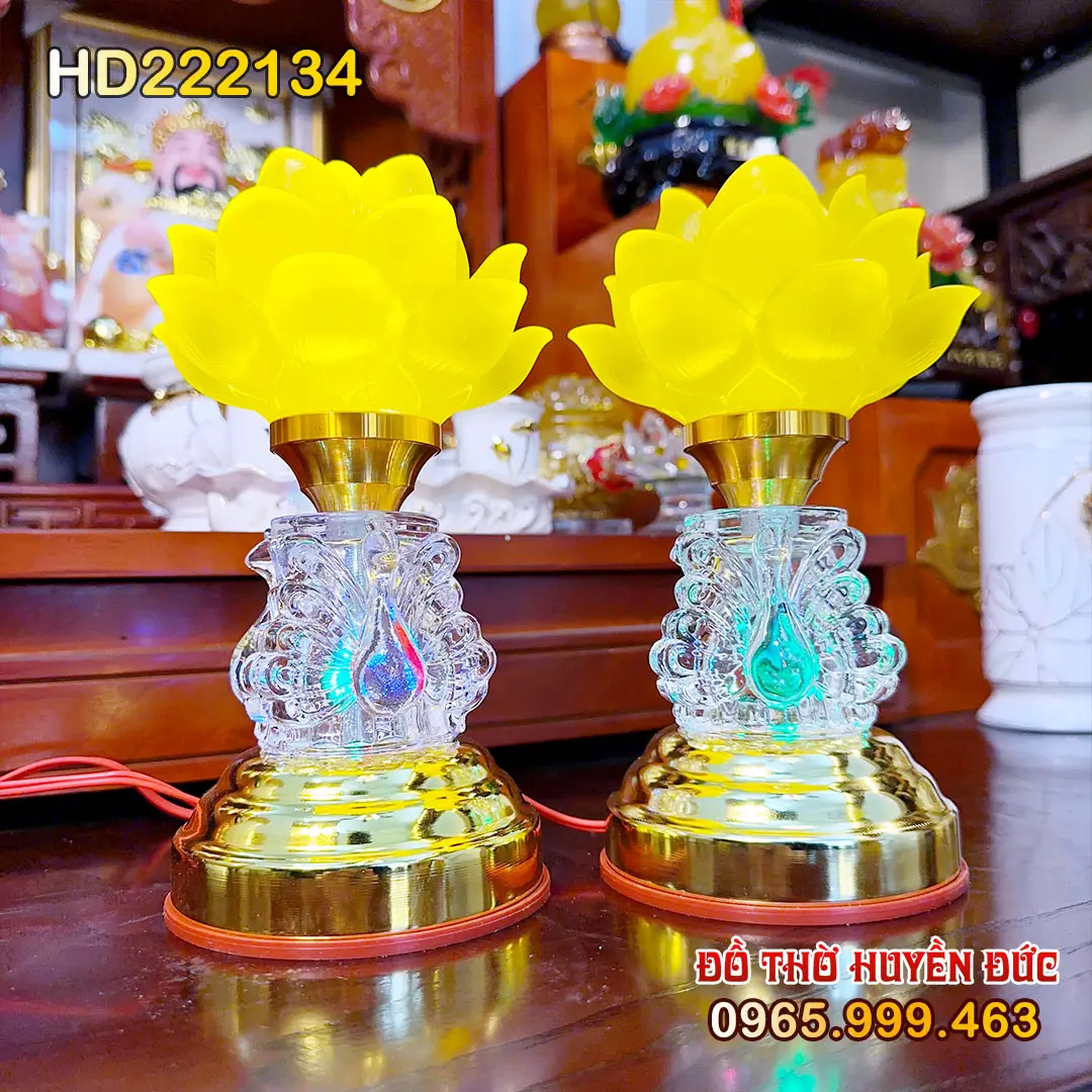 Đèn Thờ Lưu Ly Hoa Sen 1 Bông Thân Led Hình Công HD222134