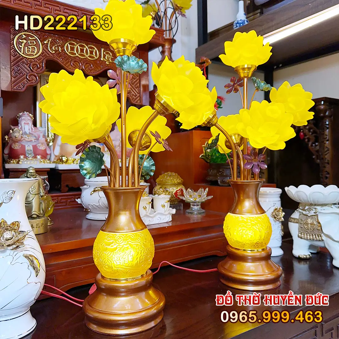 Đèn Thờ Lưu Ly Hoa Sen 5 Bông Bóng Led HD222133
