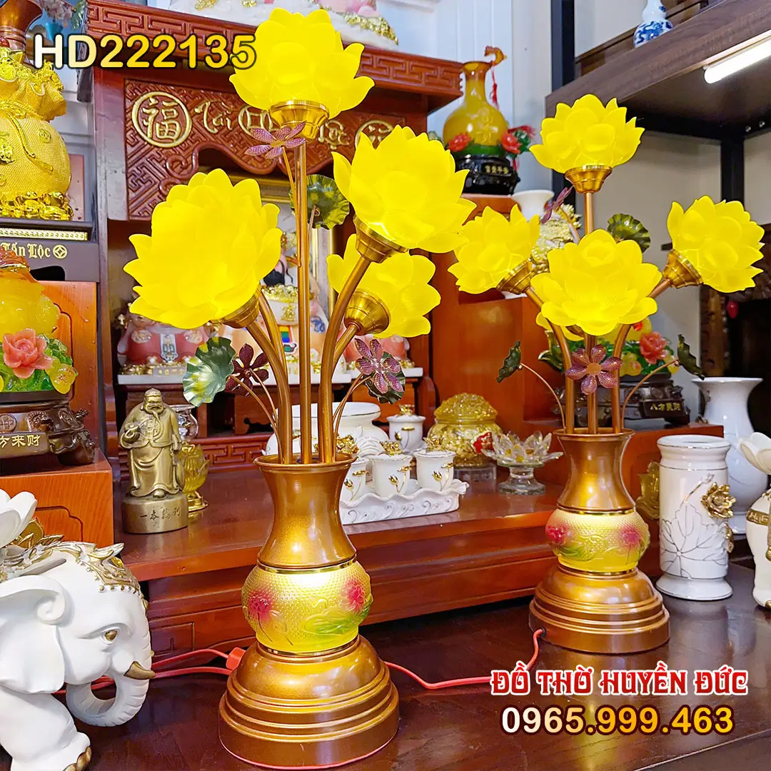 Đèn Thờ Lưu Ly Hoa Sen 5 Bông HD222135