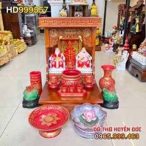 Bộ Bàn Thờ Thần Tài Hiện Đại Đồ Thờ Gấm Đỏ HD999557