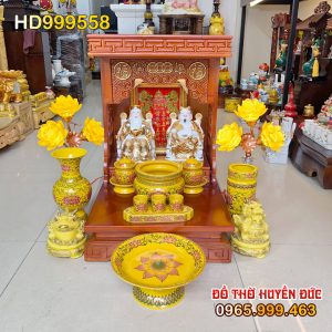 Bộ Bàn Thờ Thần Tài Hiện Đại Đồ Thờ Gấm Vàng HD999558