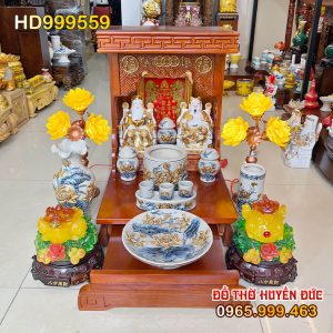 Bộ Bàn Thờ Thần Tài Hiện Đại Đồ Thờ Men Rạn Sen HD999559