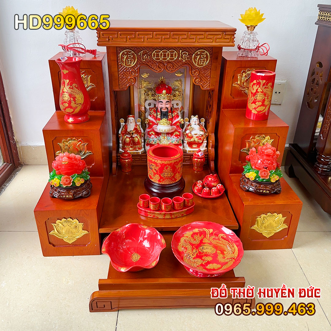 Bộ Bàn Thờ Thần Tài Hiện Đại Đồ Thờ Sứ Đỏ HD999665